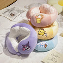Adorável kuromi minha melodia em forma de u pescoço travesseiro kawaii estilo japonês cinnamoroll viagem nap travesseiro pele amigável engrossado menina