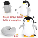 Almofadas de viagem deformáveis em forma de U Avião Pinguins Almofada Brinquedo de pelúcia Travesseiro de pescoço