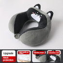 Travesseiro portátil em forma de u para carro, travesseiro de proteção de pescoço de desenho animado para viagem ao ar livre, travesseiro de avião, acessórios para carro