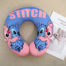 Adorável lilo & stitch em forma de u pescoço travesseiro bonito recheado anime ponto anjo viagem travesseiro dos desenhos animados impresso nap travesseiro lavável