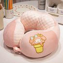 Adorável kuromi minha melodia em forma de u pescoço travesseiro kawaii estilo japonês cinnamoroll viagem nap travesseiro pele amigável engrossado menina