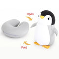 Almofadas de viagem deformáveis em forma de U Avião Pinguins Almofada Brinquedo de pelúcia Travesseiro de pescoço