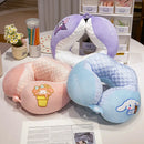 Adorável kuromi minha melodia em forma de u pescoço travesseiro kawaii estilo japonês cinnamoroll viagem nap travesseiro pele amigável engrossado menina